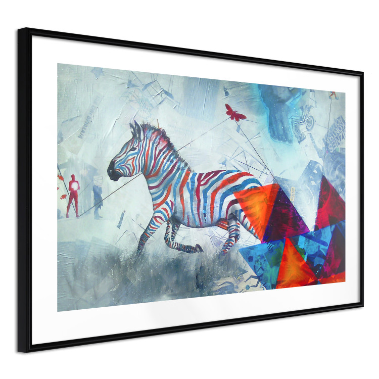 Poster Escape - colorful composition of a fleeing zebra in abstract style 126490 additionalImage 8