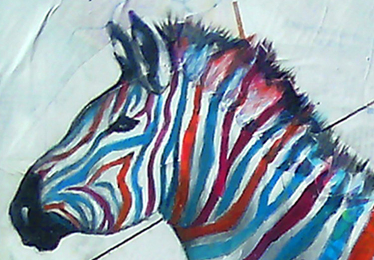 Poster Escape - colorful composition of a fleeing zebra in abstract style 126490 additionalImage 12