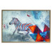 Poster Escape - colorful composition of a fleeing zebra in abstract style 126490 additionalThumb 21