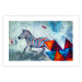 Poster Escape - colorful composition of a fleeing zebra in abstract style 126490 additionalThumb 25
