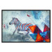 Poster Escape - colorful composition of a fleeing zebra in abstract style 126490 additionalThumb 18