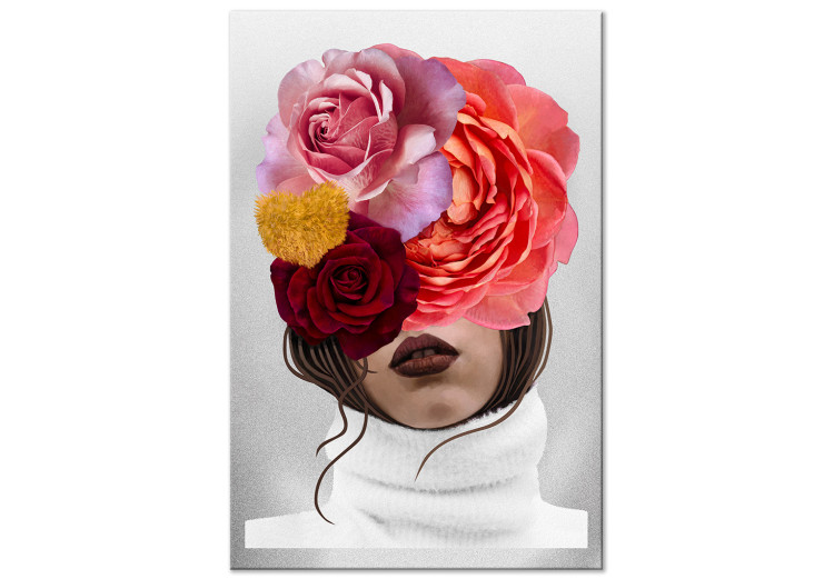 Canvas Print Peonies and roses covering a woman's face - an abstract portrait 127790