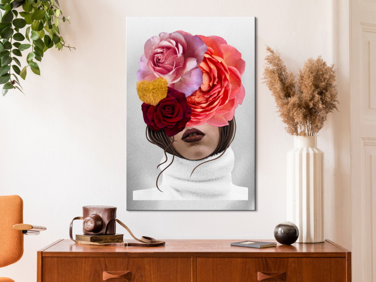 Canvas Print Peonies and roses covering a woman's face - an abstract portrait 127790 additionalImage 3