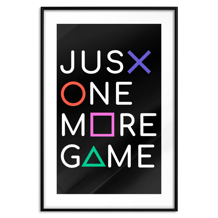 Wall Poster Just One More Game - white inscription with colorful figures on black background 128490 additionalImage 17