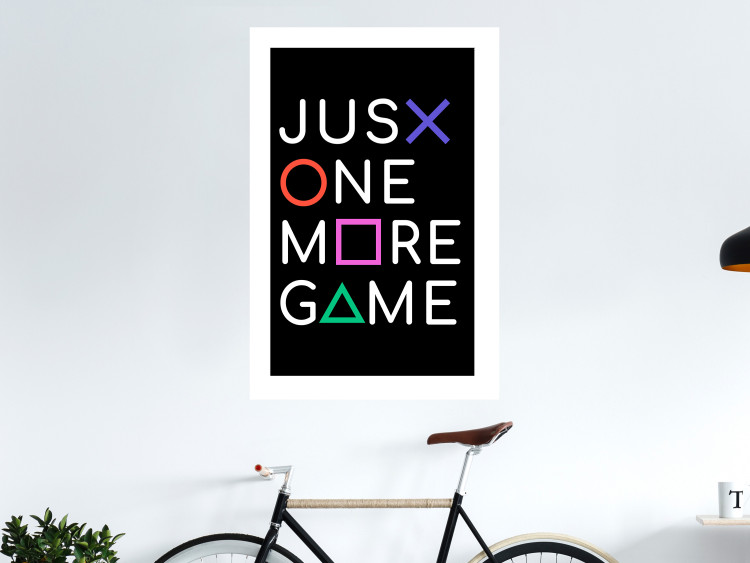 Wall Poster Just One More Game - white inscription with colorful figures on black background 128490 additionalImage 5