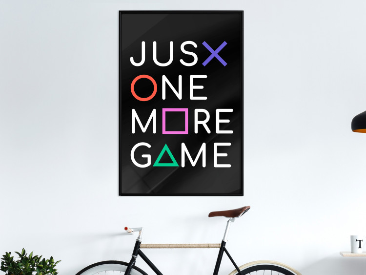 Wall Poster Just One More Game - white inscription with colorful figures on black background 128490 additionalImage 6