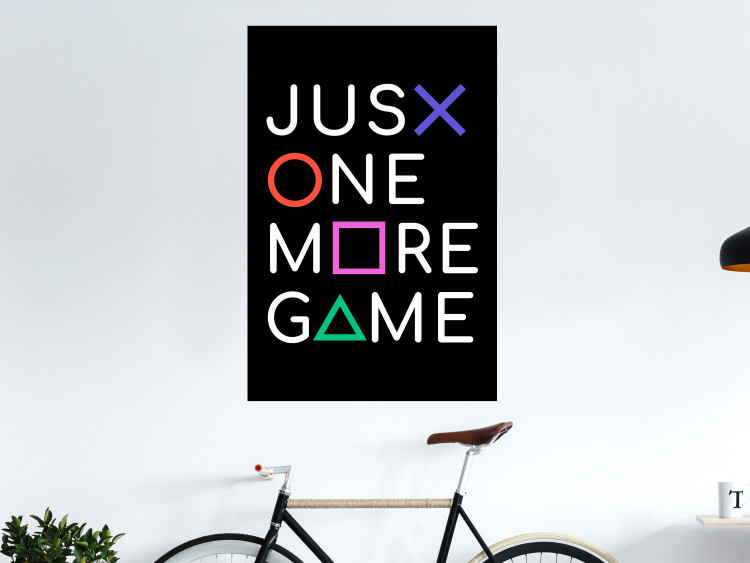 Wall Poster Just One More Game - white inscription with colorful figures on black background 128490 additionalImage 4