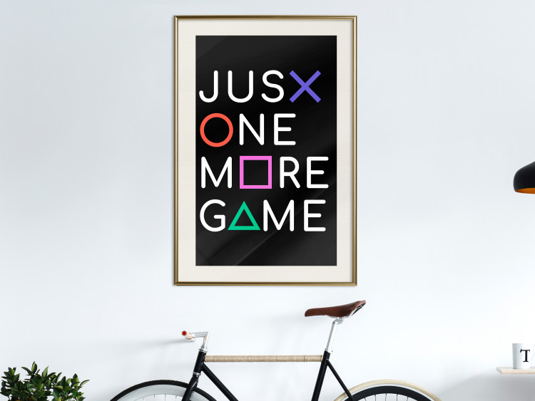 Wall Poster Just One More Game - white inscription with colorful figures on black background 128490 additionalImage 22