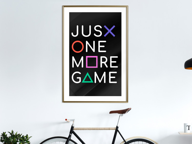 Wall Poster Just One More Game - white inscription with colorful figures on black background 128490 additionalImage 13