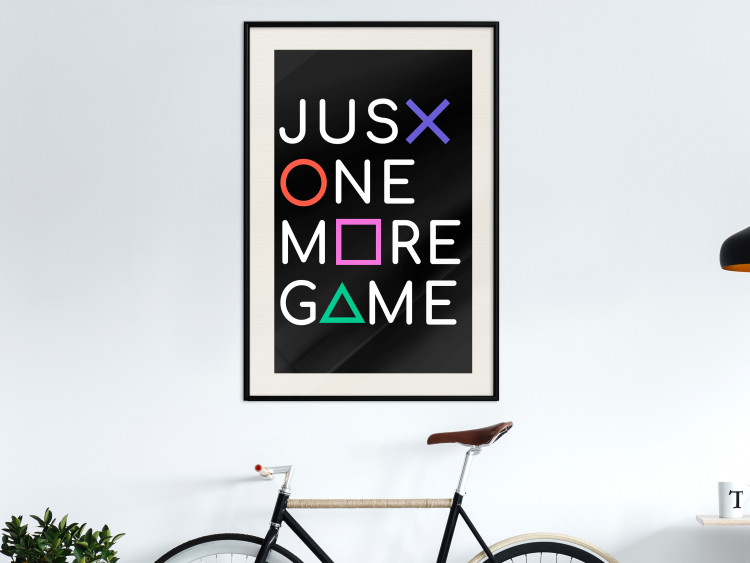Wall Poster Just One More Game - white inscription with colorful figures on black background 128490 additionalImage 24