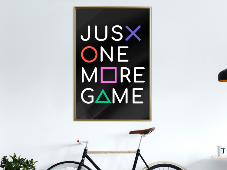 Wall Poster Just One More Game - white inscription with colorful figures on black background 128490 additionalImage 5