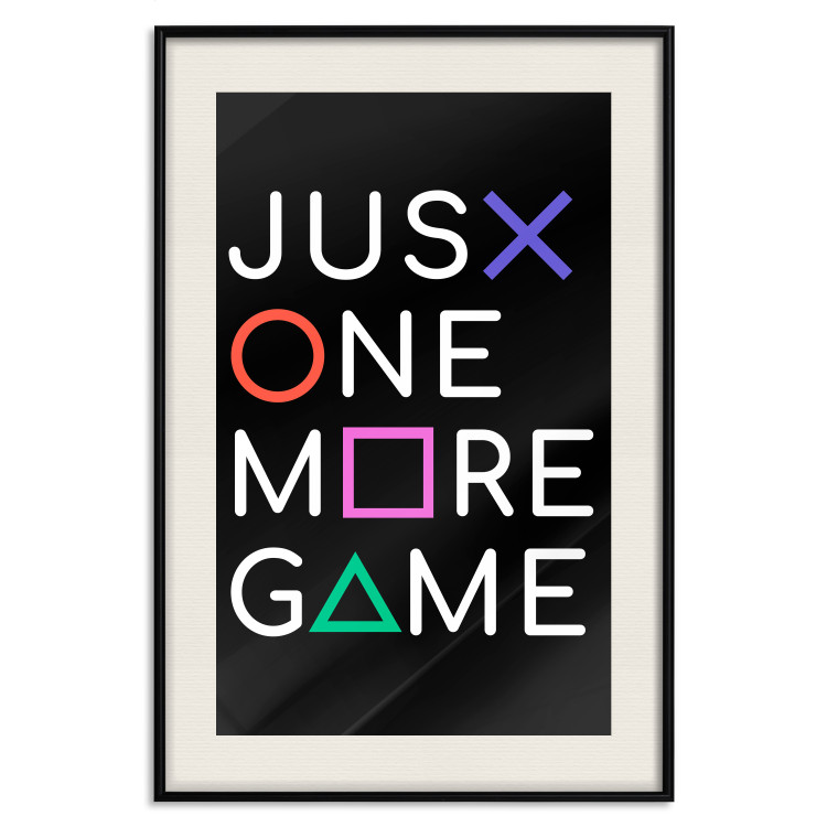 Wall Poster Just One More Game - white inscription with colorful figures on black background 128490 additionalImage 19