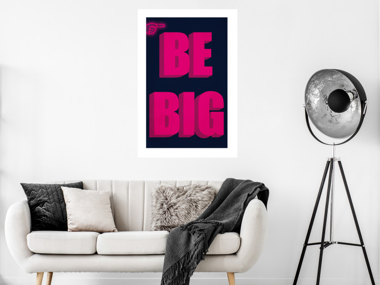 Poster Be Big - intensely pink English texts on a navy blue background 131990 additionalImage 3