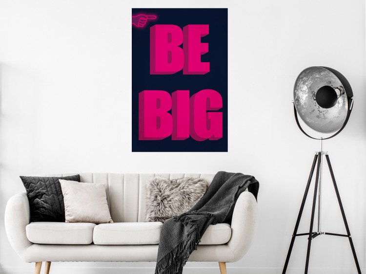 Poster Be Big - intensely pink English texts on a navy blue background 131990 additionalImage 2