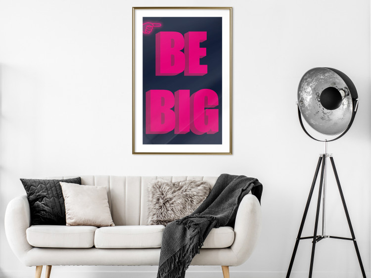 Poster Be Big - intensely pink English texts on a navy blue background 131990 additionalImage 13