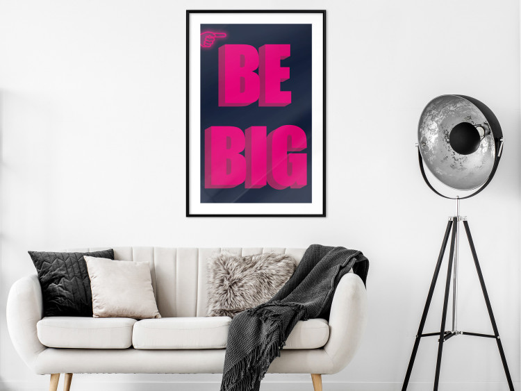 Poster Be Big - intensely pink English texts on a navy blue background 131990 additionalImage 23