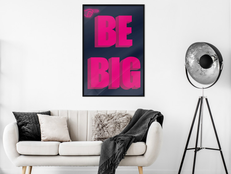 Poster Be Big - intensely pink English texts on a navy blue background 131990 additionalImage 6
