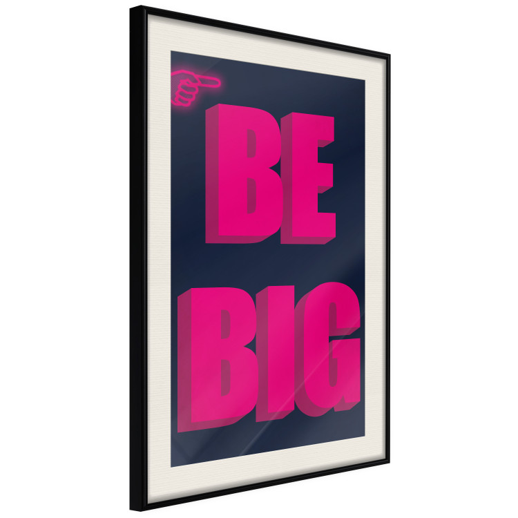 Poster Be Big - intensely pink English texts on a navy blue background 131990 additionalImage 2