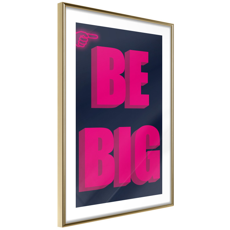 Poster Be Big - intensely pink English texts on a navy blue background 131990 additionalImage 9