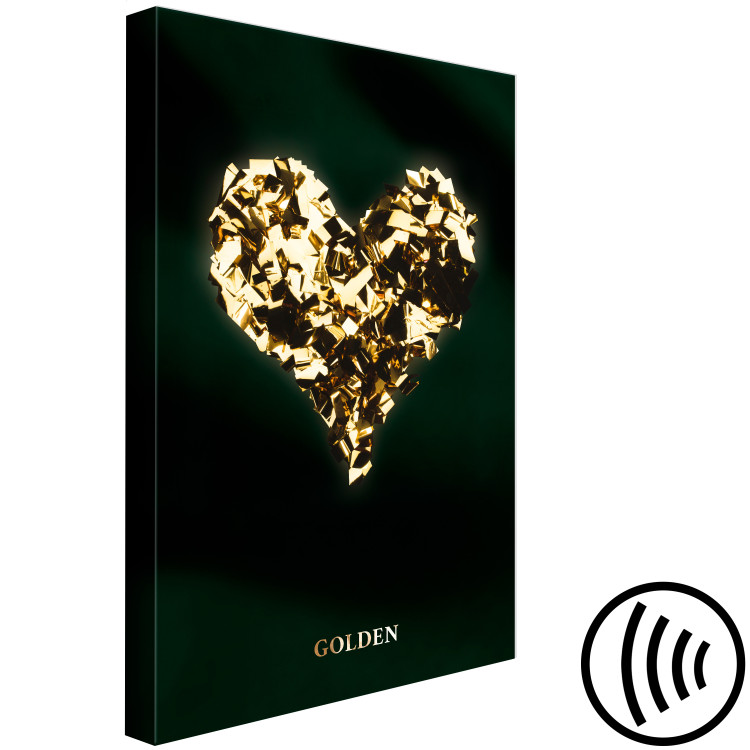 Canvas Heart in gold - heart shape covered with gold on black background 134390 additionalImage 6