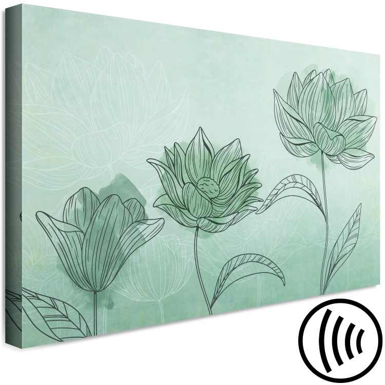 Canvas Art Print Floral trio - Abstraction with floristic motif on aquamarine 135090 additionalImage 6