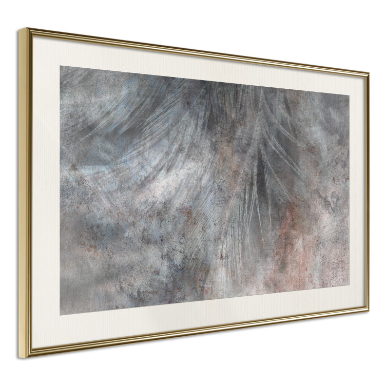 Poster Gray Feather - abstract composition of feathers on a concrete texture 135790 additionalImage 2