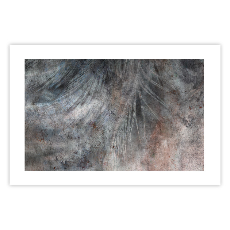 Poster Gray Feather - abstract composition of feathers on a concrete texture 135790 additionalImage 9
