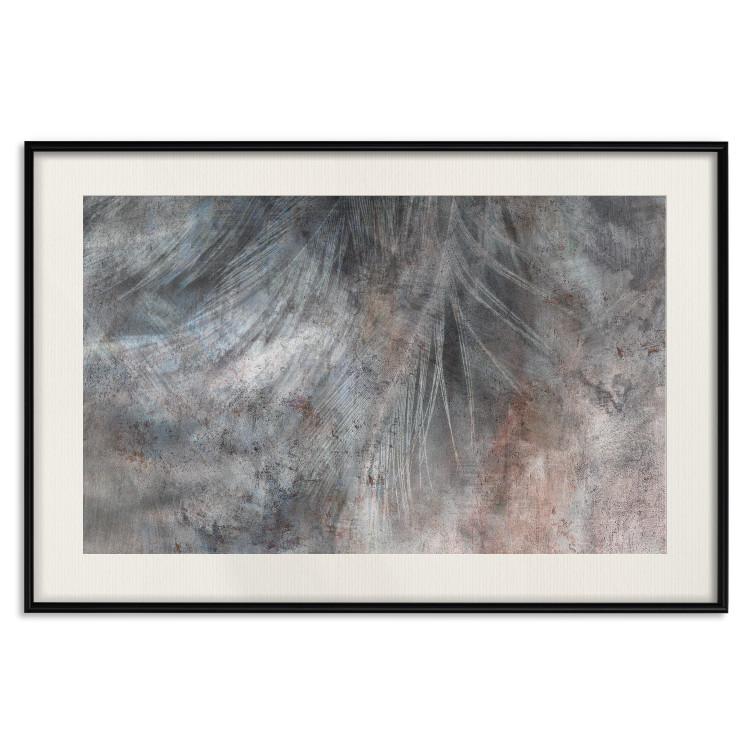 Poster Gray Feather - abstract composition of feathers on a concrete texture 135790 additionalImage 18