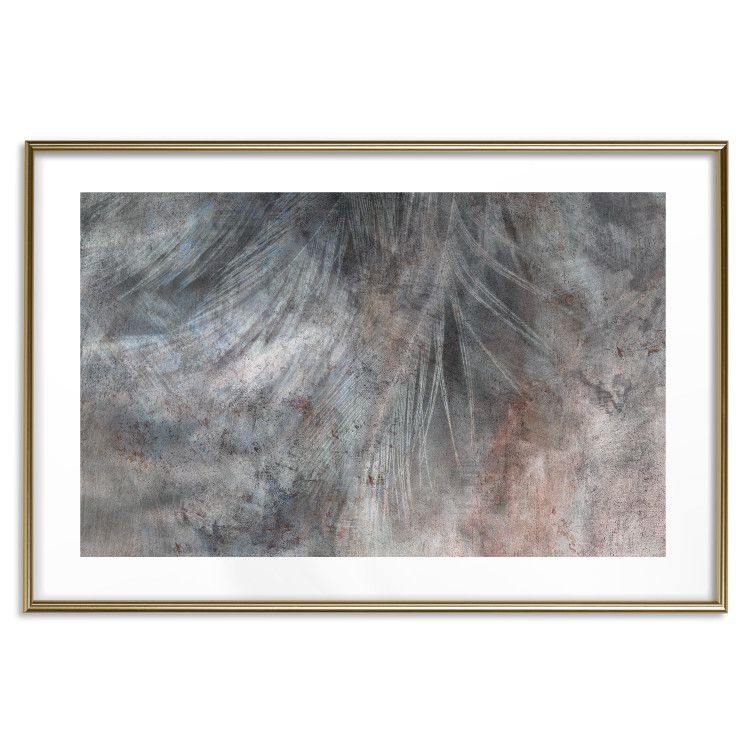 Poster Gray Feather - abstract composition of feathers on a concrete texture 135790 additionalImage 17