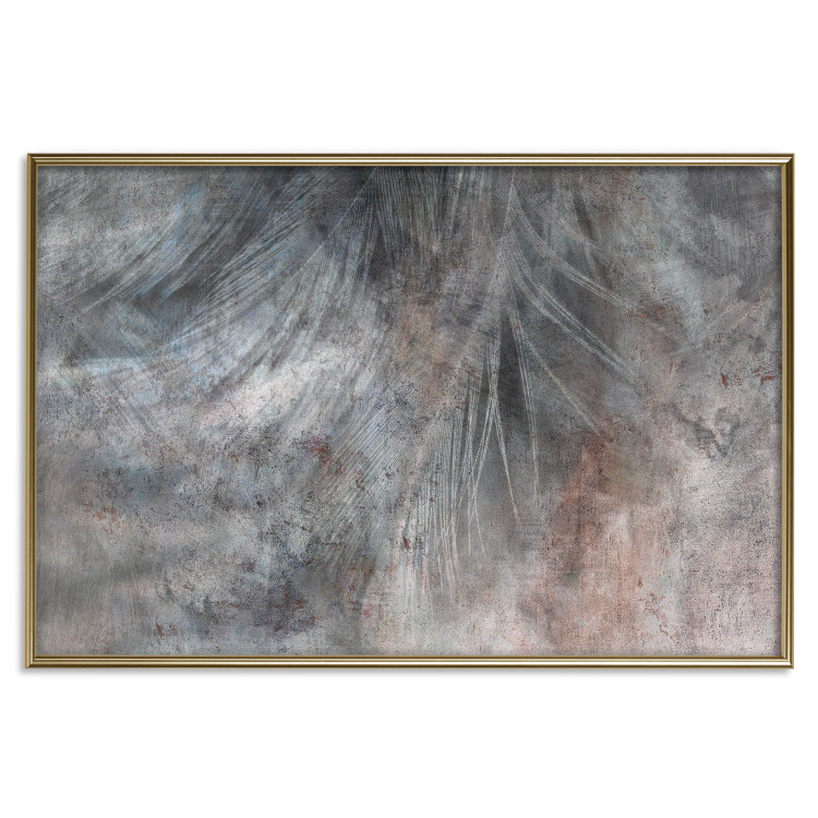 Poster Gray Feather - abstract composition of feathers on a concrete texture 135790 additionalImage 12