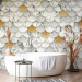 Photo Wallpaper Marble shells - background in gold and white with shadow effect 143390 additionalThumb 8