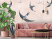 Photo Wallpaper Birds in flight - animals on a background of calm sky in shades of pink 143790