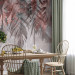 Photo Wallpaper Curtain of plants - grey landscape with a composition of leaves with pink accent 144490 additionalThumb 7