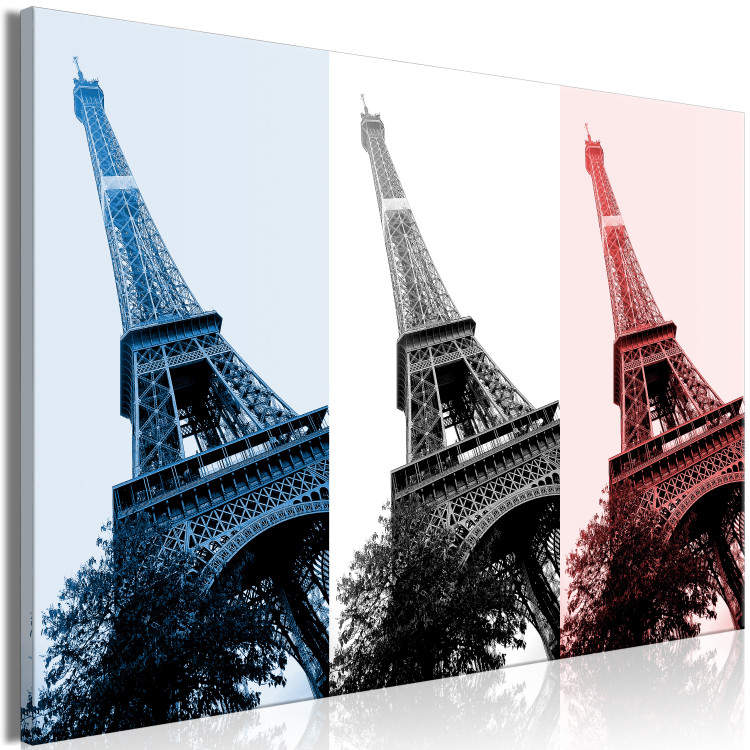 Canvas Print Parisian Collage (1-piece) - Eiffel Tower in the national colors of the country 144790 additionalImage 2