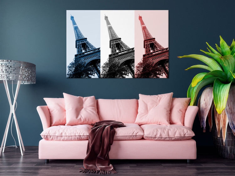Canvas Print Parisian Collage (1-piece) - Eiffel Tower in the national colors of the country 144790 additionalImage 3