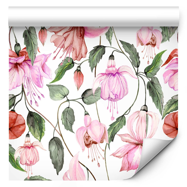 Modern Wallpaper Fuchsia - Decorative and Blooming Flowers in Warm Colors of Nature 146290 additionalImage 6
