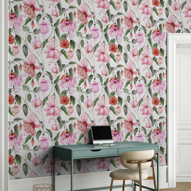 Modern Wallpaper Fuchsia - Decorative and Blooming Flowers in Warm Colors of Nature 146290 additionalImage 5