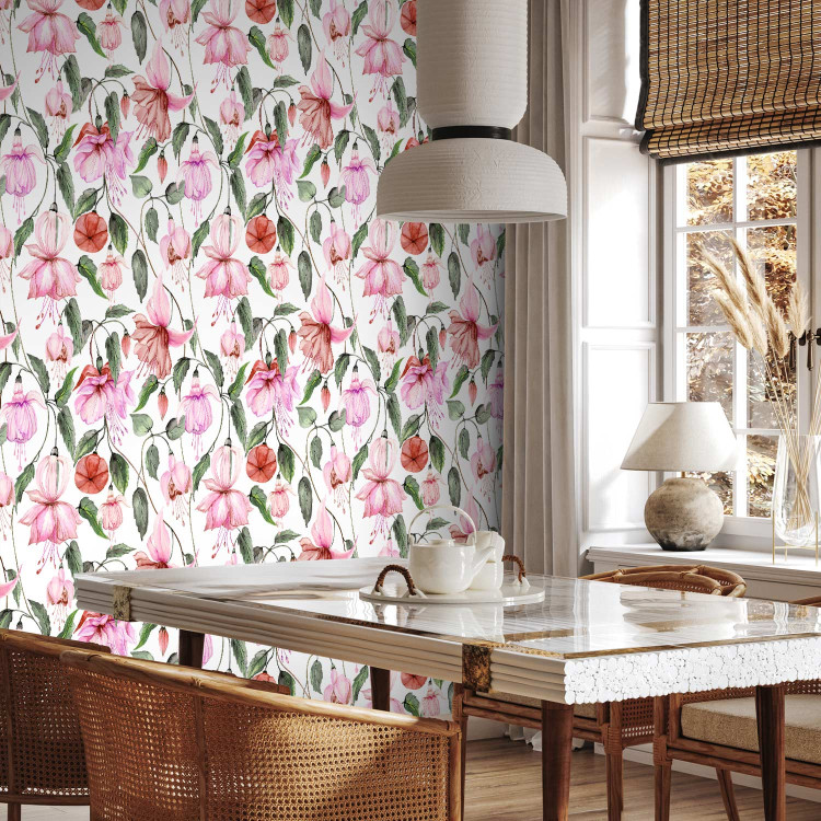 Modern Wallpaper Fuchsia - Decorative and Blooming Flowers in Warm Colors of Nature 146290 additionalImage 9