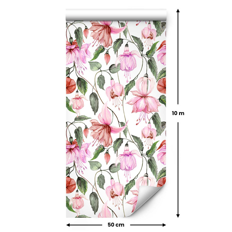 Modern Wallpaper Fuchsia - Decorative and Blooming Flowers in Warm Colors of Nature 146290 additionalImage 7