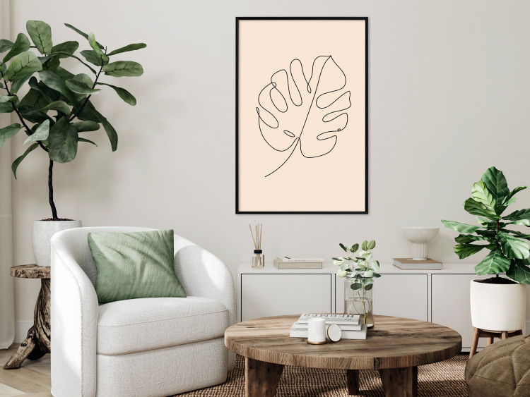 Poster Linear Monstera - Minimalist Delicate Leaf on a Beige Background 146390 additionalImage 14