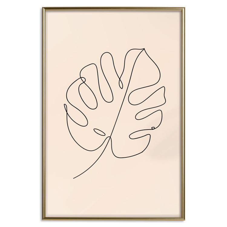 Poster Linear Monstera - Minimalist Delicate Leaf on a Beige Background 146390 additionalImage 18