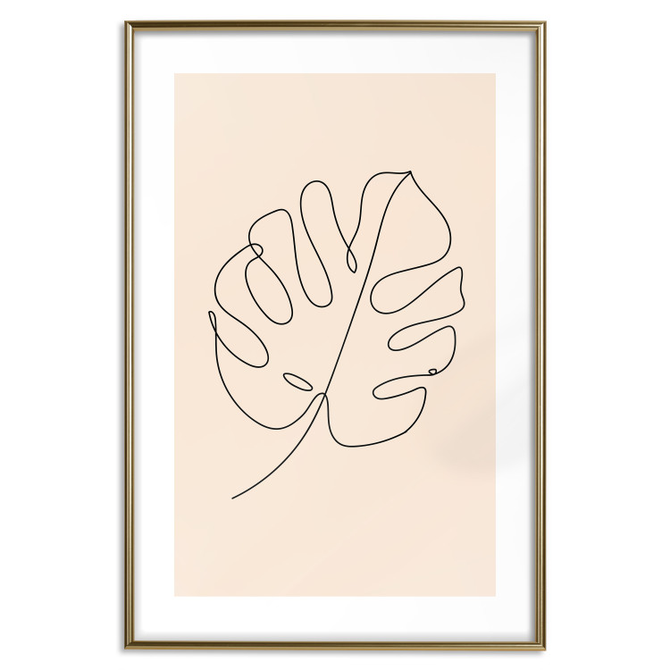 Poster Linear Monstera - Minimalist Delicate Leaf on a Beige Background 146390 additionalImage 24