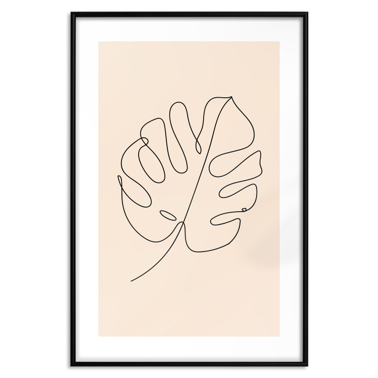 Poster Linear Monstera - Minimalist Delicate Leaf on a Beige Background 146390 additionalImage 22
