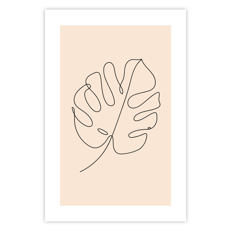Poster Linear Monstera - Minimalist Delicate Leaf on a Beige Background 146390 additionalImage 23