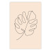 Poster Linear Monstera - Minimalist Delicate Leaf on a Beige Background 146390