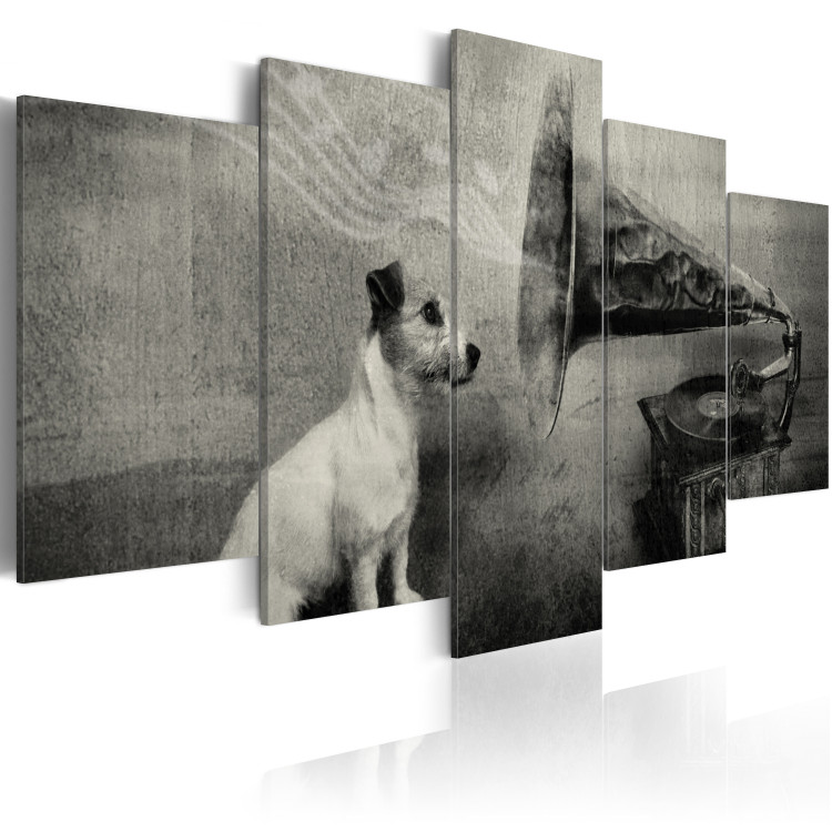 Canvas Art Print A dog listening to a gramophone 58990 additionalImage 2