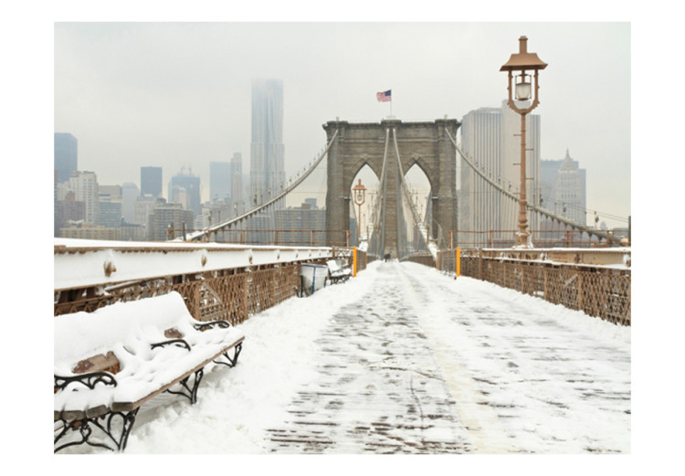 Photo Wallpaper New York Architecture - Winter Bridge with City Skyscrapers in the USA 59790 additionalImage 1