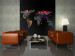 Wall Mural Colourful Journeys - World Map with Colourful Text on a Black Background 59990