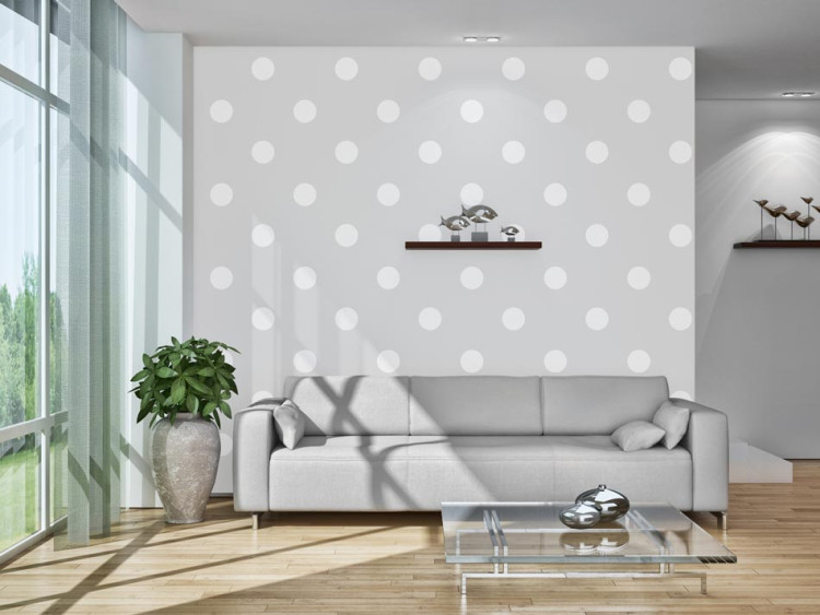 Wall Mural Joyful Dots - Geometric Shapes in White on a Solid Background 60790