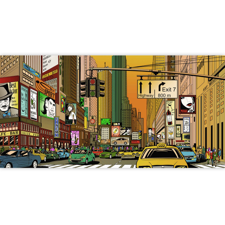 Wall Mural Comic about New York - Colorful Architecture with Yellow Taxis 61490 additionalImage 6